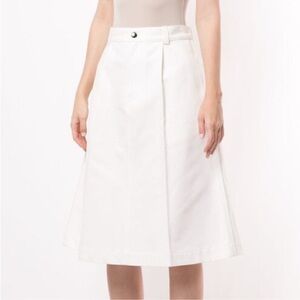 NEW Marni A-Line 100% Cotton White Denim Pleated High Waisted Skirt 44/US 8